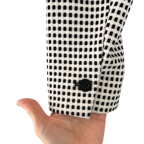Talbots Checkered Gingham Blazer Suit Coat Jacket Mid-Weight Black White Sz L - Picture 8 of 11